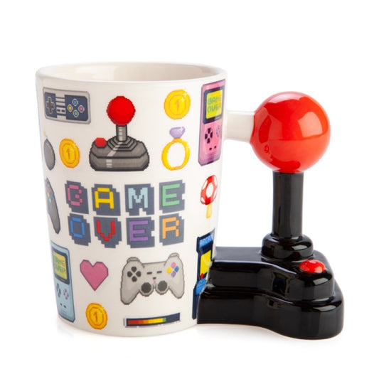 Ceramic Joystick Handle Mug 130x80x120mm - "Game Over" Pixel Art Design