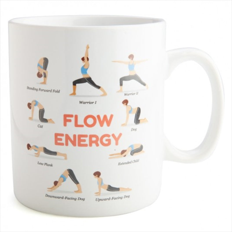 Huge 900ml Yoga Poses Coffee Mug - Double-Sided "Flow Energy" & "Keep Calm" - SuperSaverAU - view 1