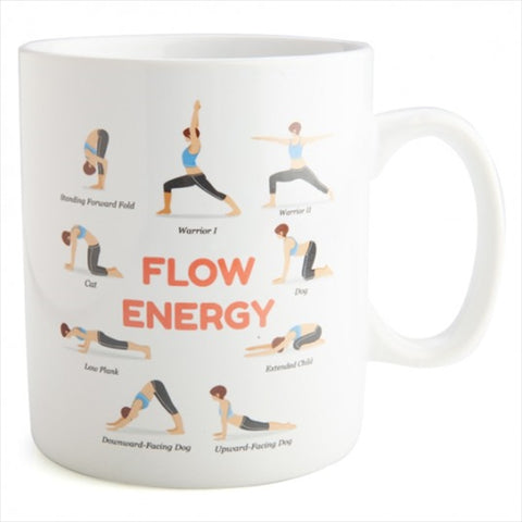 Huge 900ml Yoga Poses Coffee Mug - Double-Sided "Flow Energy" & "Keep Calm" - SuperSaverAU - view 1