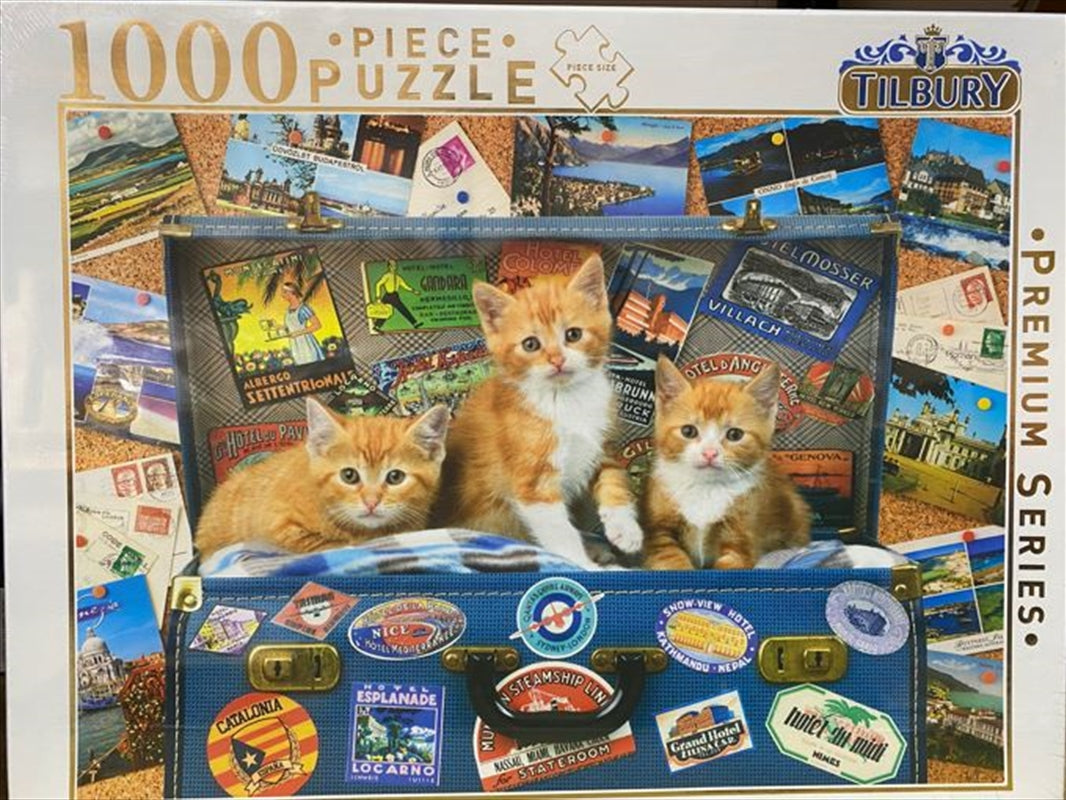 Kittens In Suitcase 1000 Piece Puzzle - Comical Animals Design