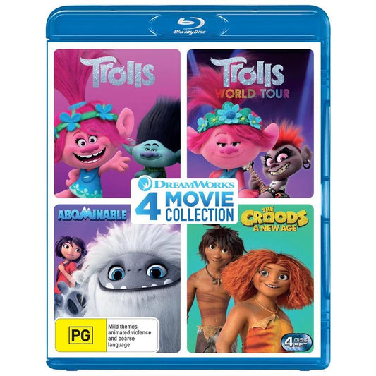 DreamWorks 4 Movie Pack: Trolls / Trolls World Tour / Abominable / The Croods: A New Age Blu-ray