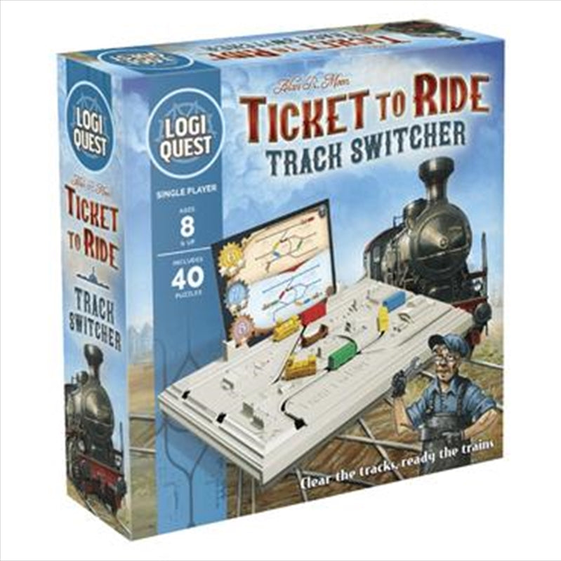 Track Switcher Logic Puzzle - 1 Game Board w/Tray, 40 Puzzle Cards, 12 Wagons - SuperSaverAU - view 1