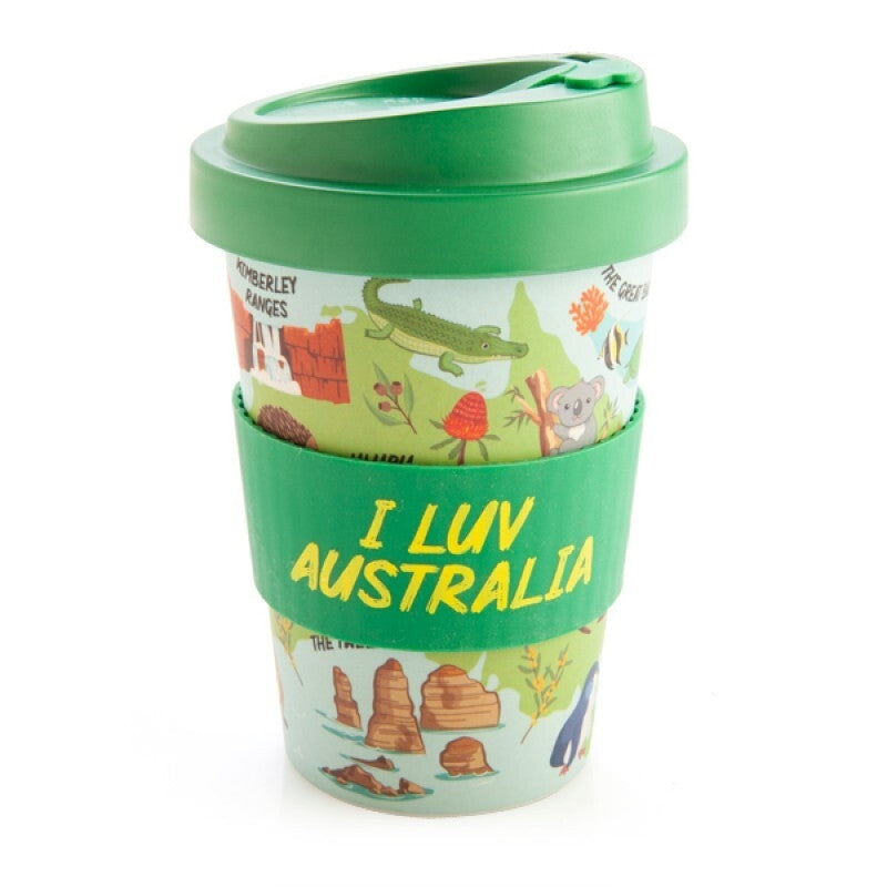 Aussie Bamboo Eco-Friendly Travel Cup 470ml with Green Anti-Spill Lid - SuperSaverAU - view 1