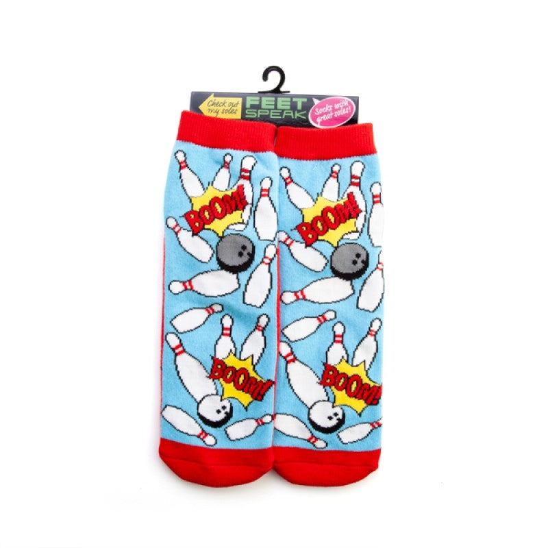 Premium Bowling Feet Speak Socks One Size with GAME ON Sole and Bowling Graphics - SuperSaverAU - view 1
