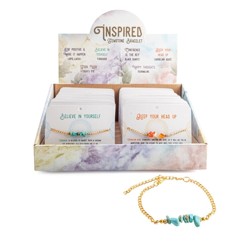 Inspired Gold Tone Gemstone Bracelet Adjustable Chain 6 Colours - SuperSaverAU - view 1