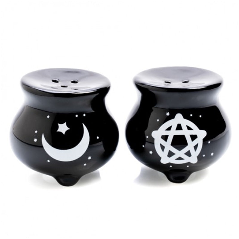 Premium Witches Cauldron Salt and Pepper Shaker Set Gothic Tableware
