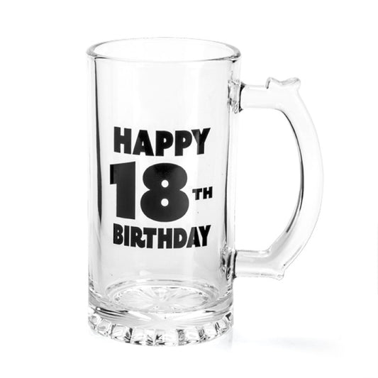 'Happy 18th Birthday' Beer Stein Milestone Gift Glassware