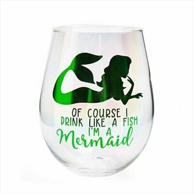 Drink Like A Mermaid 350ml Stemless Glass - SuperSaverAU - view 1