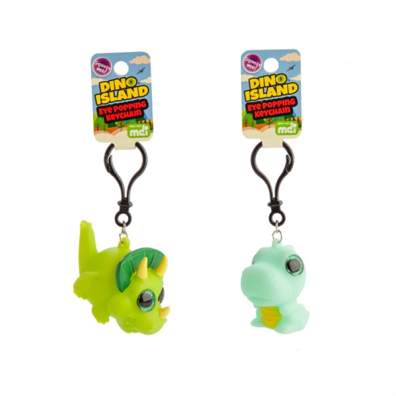 Dino Island Eye Popping Keychain - Clip-On with Sparkly Eyes, Assorted Designs (SENT AT RANDOM) - SuperSaverAU - view 1