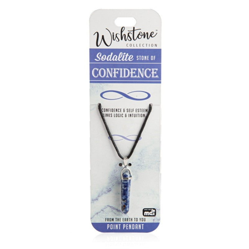 Wishstone Collection Sodalite Point Pendant Necklace - Leather Cord, Modern Design - SuperSaverAU - view 1