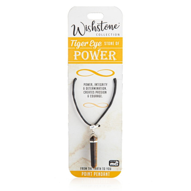 Wishstone Collection Tiger Eye Point Pendant Necklace - Leather Cord - SuperSaverAU - view 1