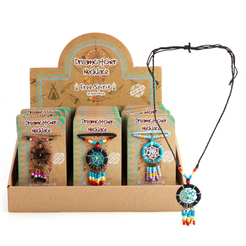 Handmade Colourful Dreamcatcher Necklace with Adjustable Cord Assorted Colours - SuperSaverAU - view 1