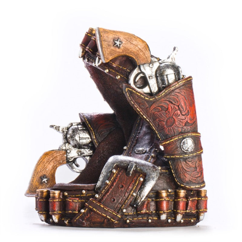 Western Themed Gun Wine Bottle Holder - Aged Leather, 163x140x178 mm - SuperSaverAU - view 1