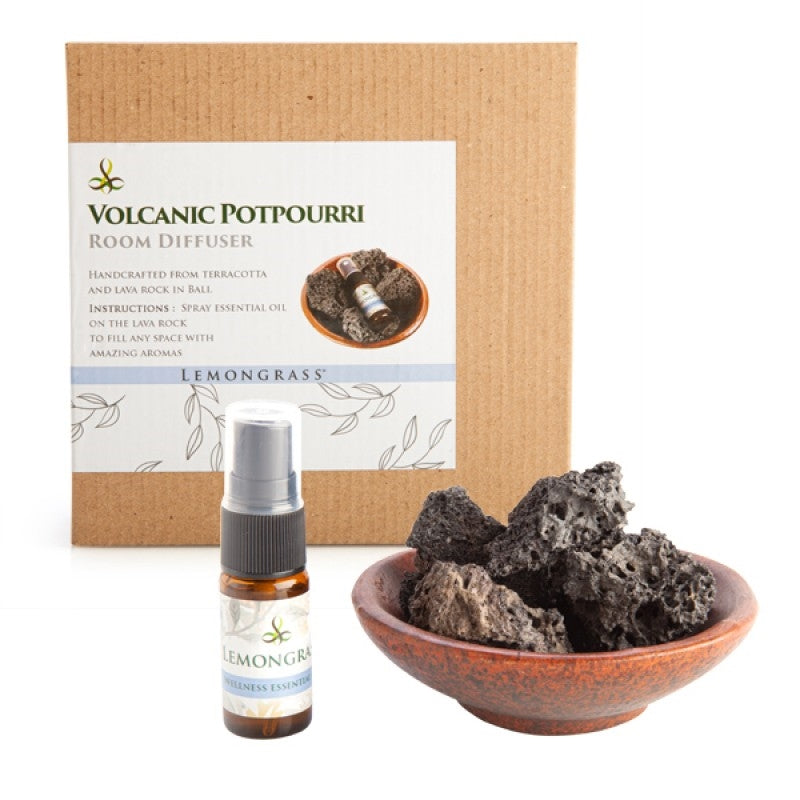 Volcanic Room Diffuser with Terracotta Bowl & Lemongrass Essential Oil - SuperSaverAU - view 1