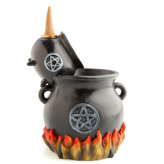 Witches' Cauldrons Backflow Incense Burner with LED Flames - Magical Design