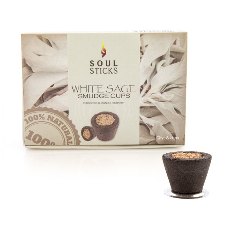 Soul Sticks White Sage Incense Cup Set of 6 with Metal Holder for Space Cleansing - SuperSaverAU - view 1