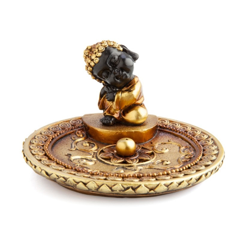 Calming Oil Burner - Gold Sleeping Baby Buddha Incense Burner - SuperSaverAU - view 1
