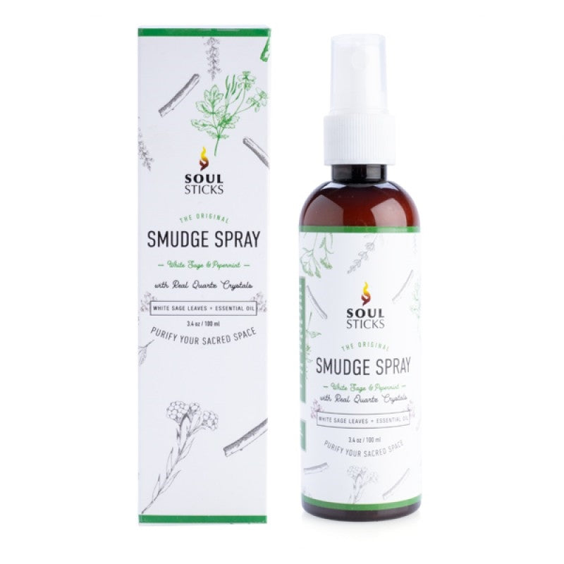 Soul Sticks White Sage and Peppermint Smudge Spray 100ml with Quartz Crystals