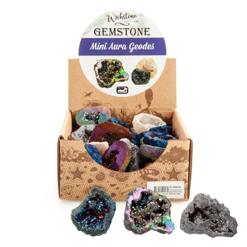 Gemstone Mini Aura Geode with Sparkling Crystals in 7 Assorted Quartz Colours - SuperSaverAU - view 1