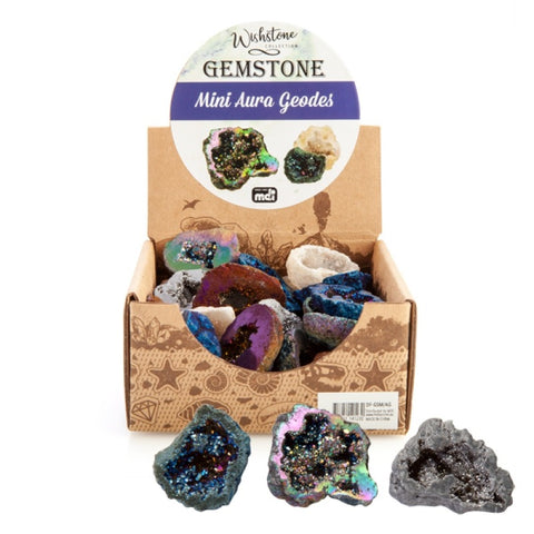 Gemstone Mini Aura Geode with Sparkling Crystals in 7 Assorted Quartz Colours - SuperSaverAU - view 1