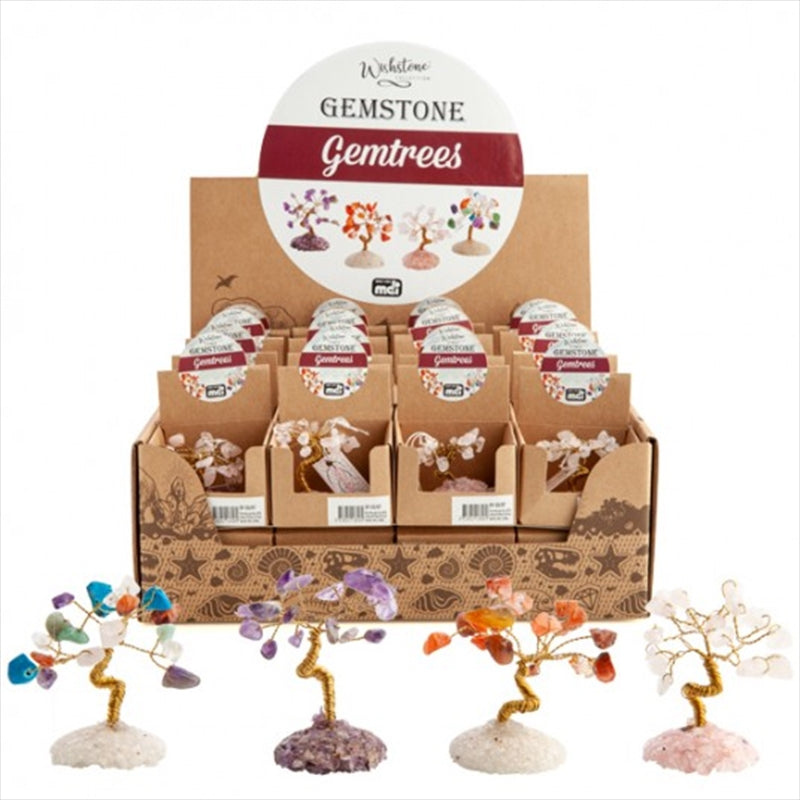Gemtree Natural Gemstone Trees on Gold Wire with Amethyst, Carnelian, Rose Quartz & Mixed Gems - SuperSaverAU - view 1