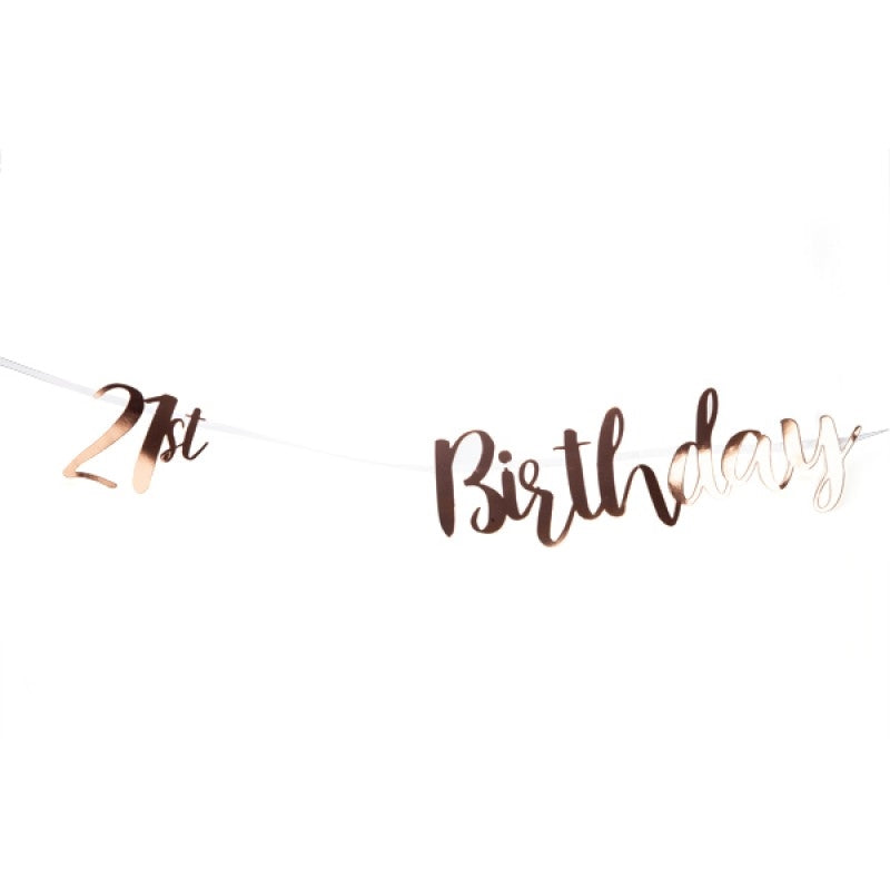 Rose Gold '21st Birthday' Bunting  Elegant Party Banner Decoration - SuperSaverAU - view 1