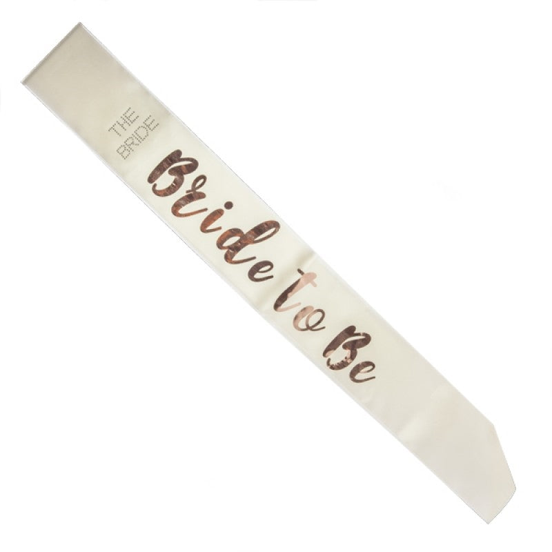 Bride to Be Rose Gold on White Sash - SuperSaverAU - view 1