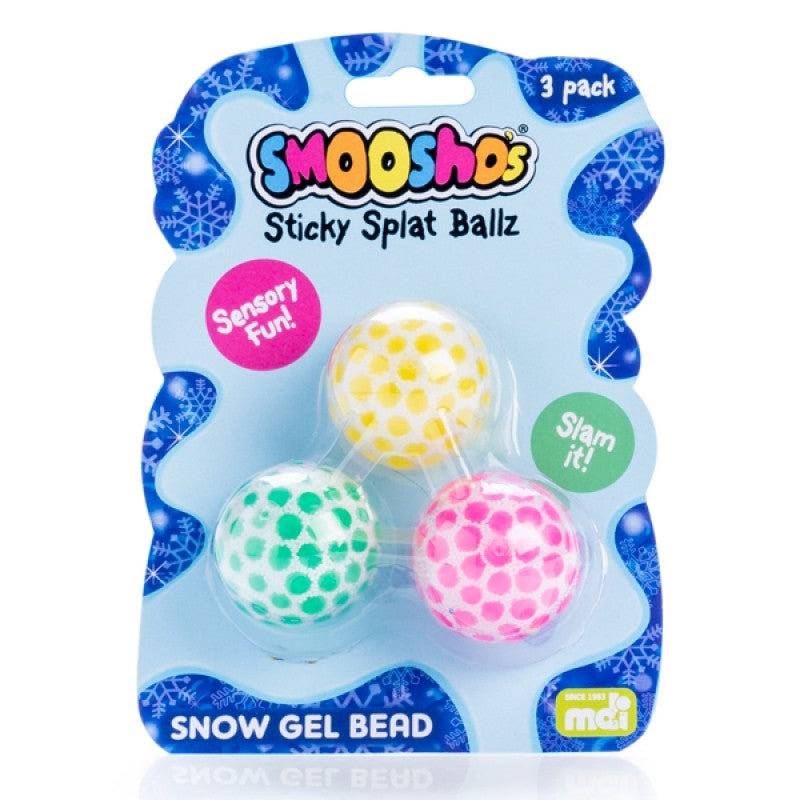 Smoosho's Snow Gel Bead Sticky Splat Ballz - Set of 3, Fun Sensory Play - SuperSaverAU - view 1