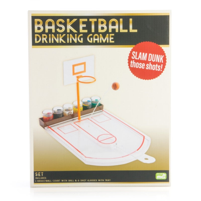 Basketball Drinking Game Set - 1 Court, 6 Shot Glasses & Tray, Fun Boozy Play