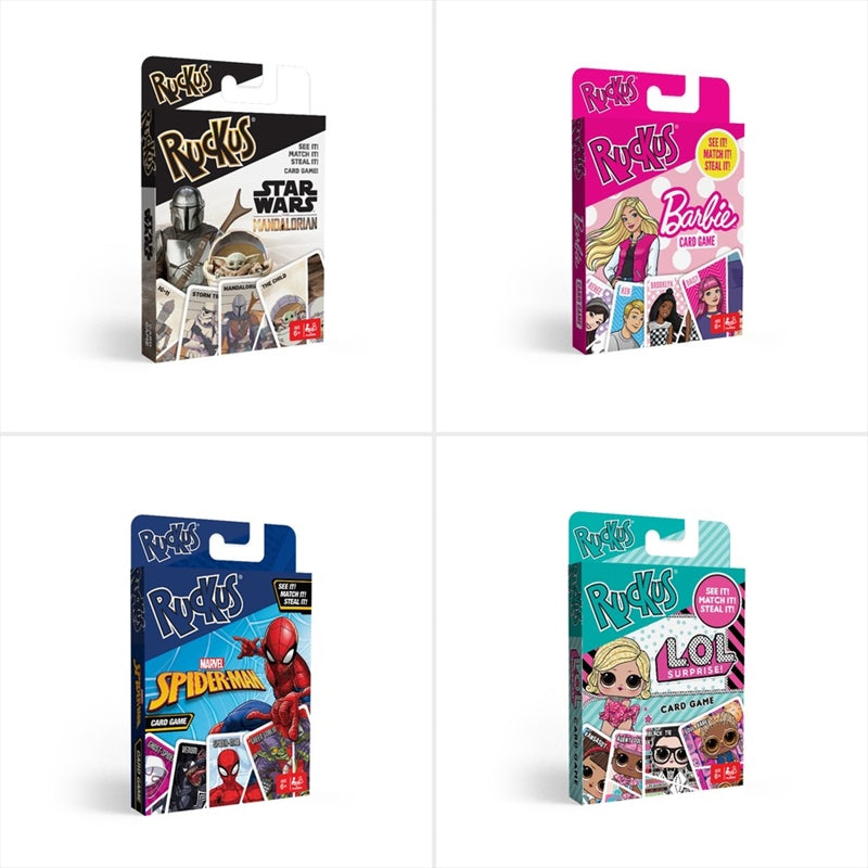 Ruckus Card Game - Assorted Editions: LOL Surprise!, Spider-Man, Barbie, Star Wars, 72 Cards - SuperSaverAU - view 1