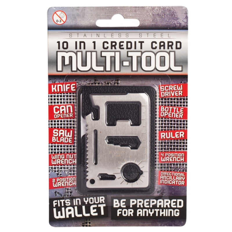 V210 10-in-1 Credit Card Multi-Tool, 70x10x50mm, Wallet Size, Versatile Tools - SuperSaverAU - view 1