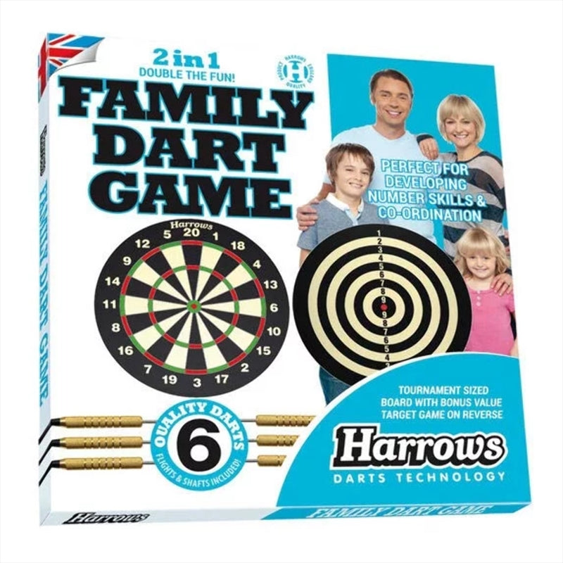 Family Dartboard 18" x 1" 2 In 1 Game with 6 Darts & Target Game