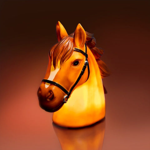 Horse Table Lamp - LED Nightlight with Dark Brown Mane, Safe for Children - SuperSaverAU - view 1