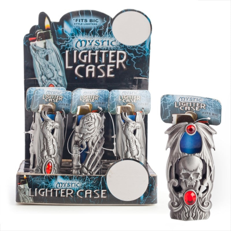 Premium Mystic Lighter Case Random Dragon Rose or Skull Decorative Design