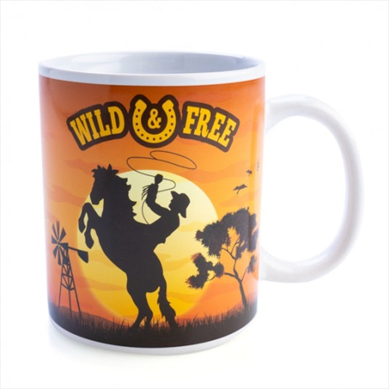 Wild And Free Cowboy Mug - 11oz Ceramic Coffee Cup, Unique Design - SuperSaverAU - view 1