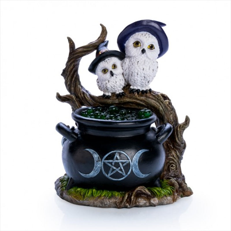 Snowy Owl Cauldron LED Light - 150x135x182mm, Mystical Design with Resin Bubbles - SuperSaverAU - view 1