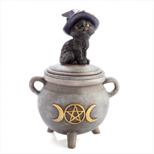 Black Cat Cauldron Trinket Box - Fun Family Toy for Play and Entertainment