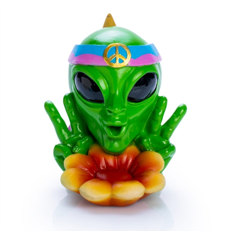 Alien Peace Backflow Incense Burner - Quirky Hippie Design, Incense Cone Compatible - SuperSaverAU - view 1