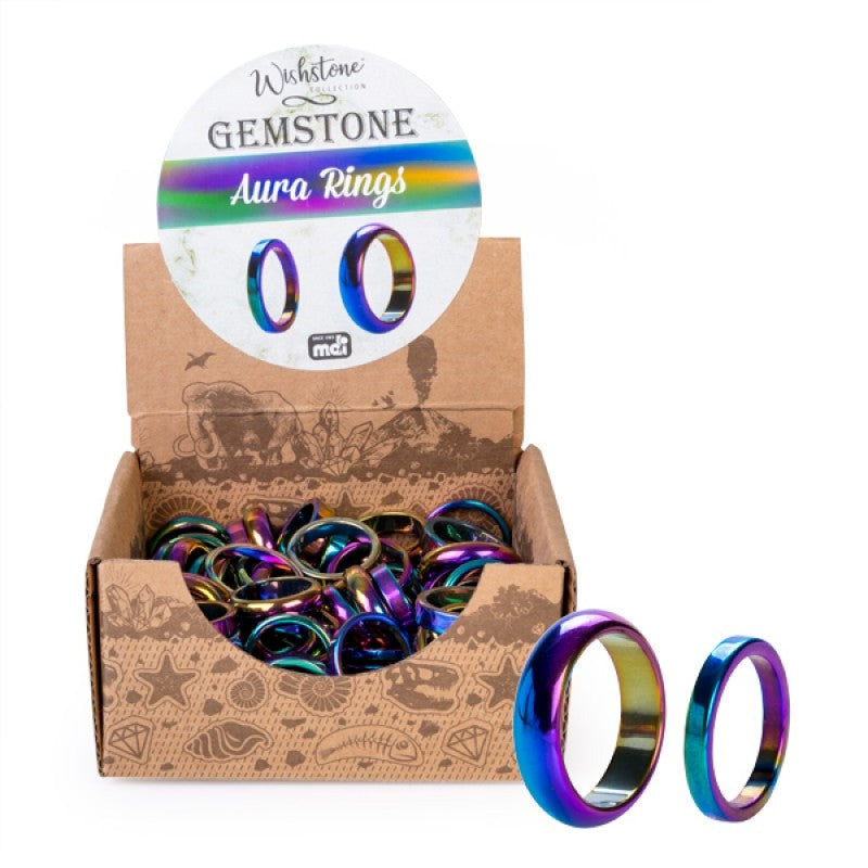 Wishstone Gemstone Aura Ring - Vibrant Hematite, Small & Large Sizes (SENT AT RANDOM)