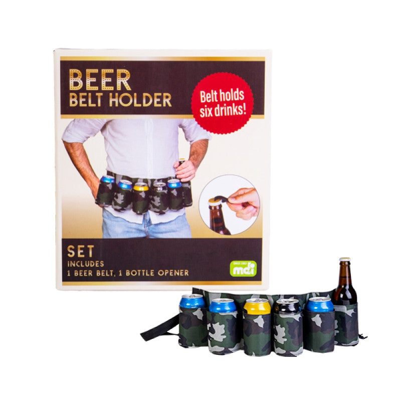 Camo Beer Belt Holder - 6 Drinks, Bottle Opener, 530x60x170mm - SuperSaverAU - view 1