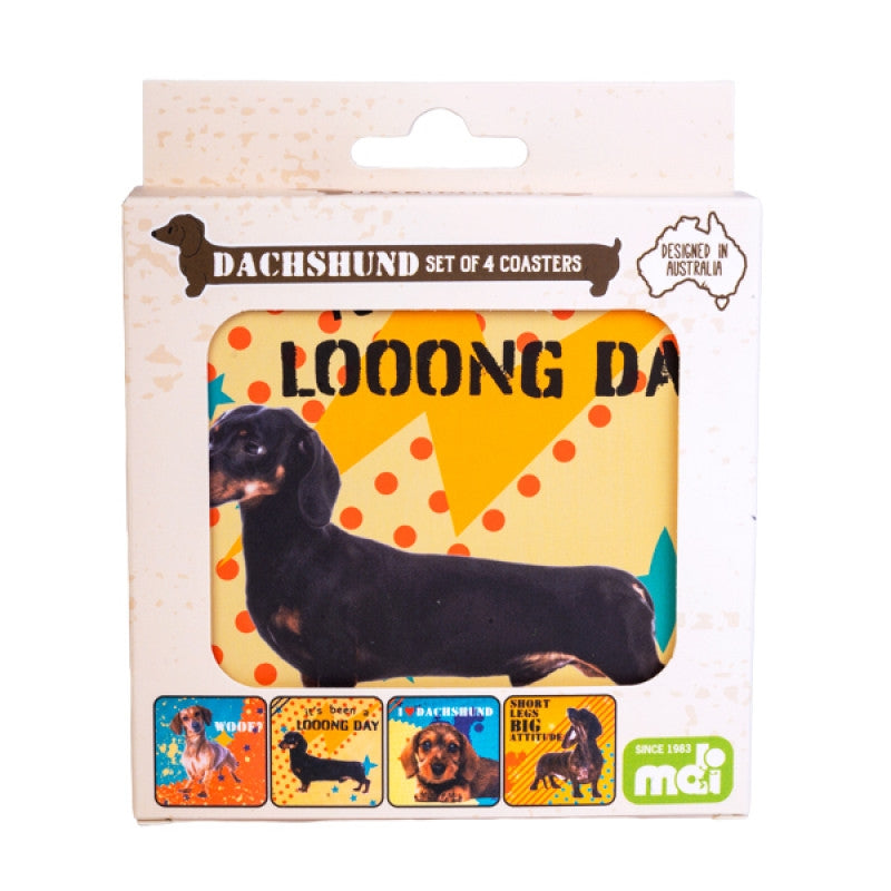 Dachshund Coasters Set of 4, 100x100mm, Cork Backed & Heat Resistant - SuperSaverAU - view 1