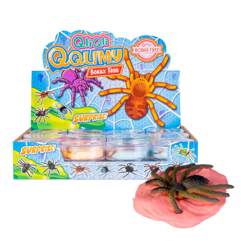 Bright Colourful Slime with Realistic Spider Toy - Sensory Play, Clear Tub - SuperSaverAU - view 1