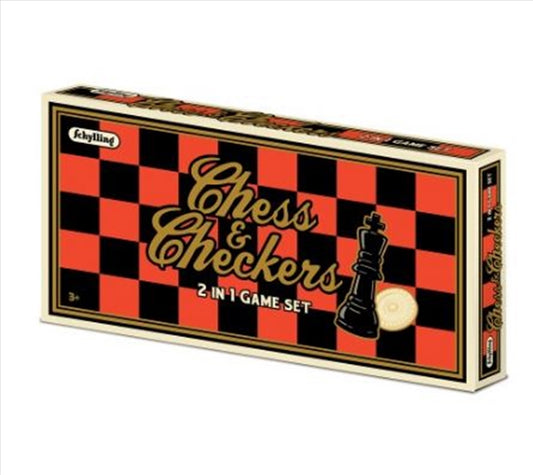 2-In-1 Chess & Checkers Set, Ages 6+, Size 14.25W, Includes Game Board & Pieces