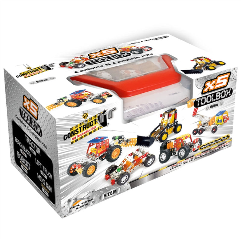 Construct IT 5 in 1 Toolbox - Metal Construction Kits with Carry Case