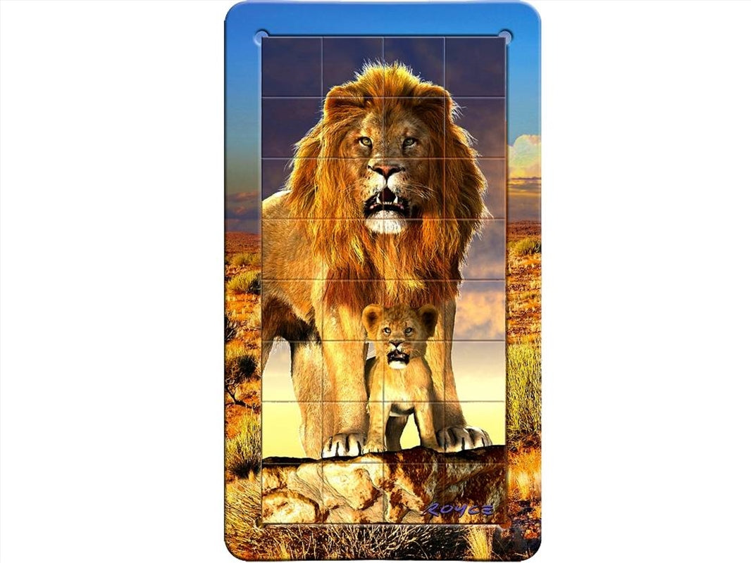 3D Magna Portrait Lions Puzzle - 32 Vivid Tiles with Metallic Printed Tins