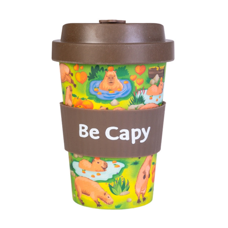 Premium Eco-To-Go Cup with Capybara Design & Bamboo Body