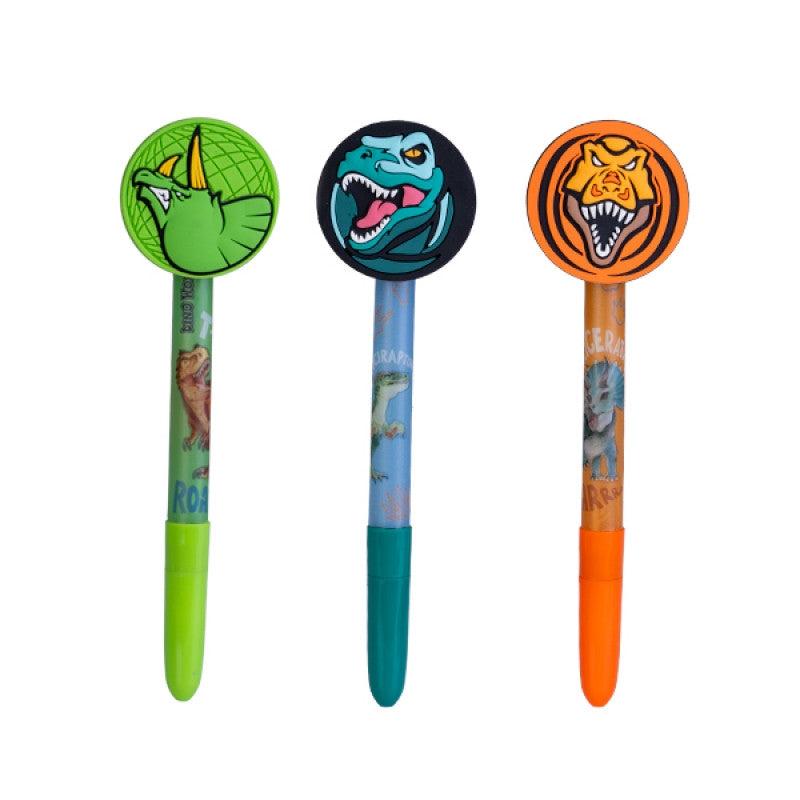 Dino Spin Top Pens - Fidget Fun in Green, Red, and Blue - Single Item - SuperSaverAU - view 1