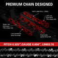 X-BULL 20'' Chainsaw Bar and Chain 0 .325 Pitch Gauge 76 Link Universal - SuperSaverAU - view 3