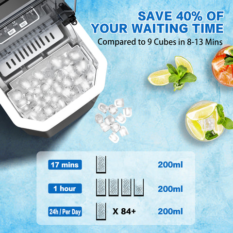 X-BULL Portable Ice Maker Machine 12kg/24h, 2.2L, Bullet Ice, Black - SuperSaverAU - view 2
