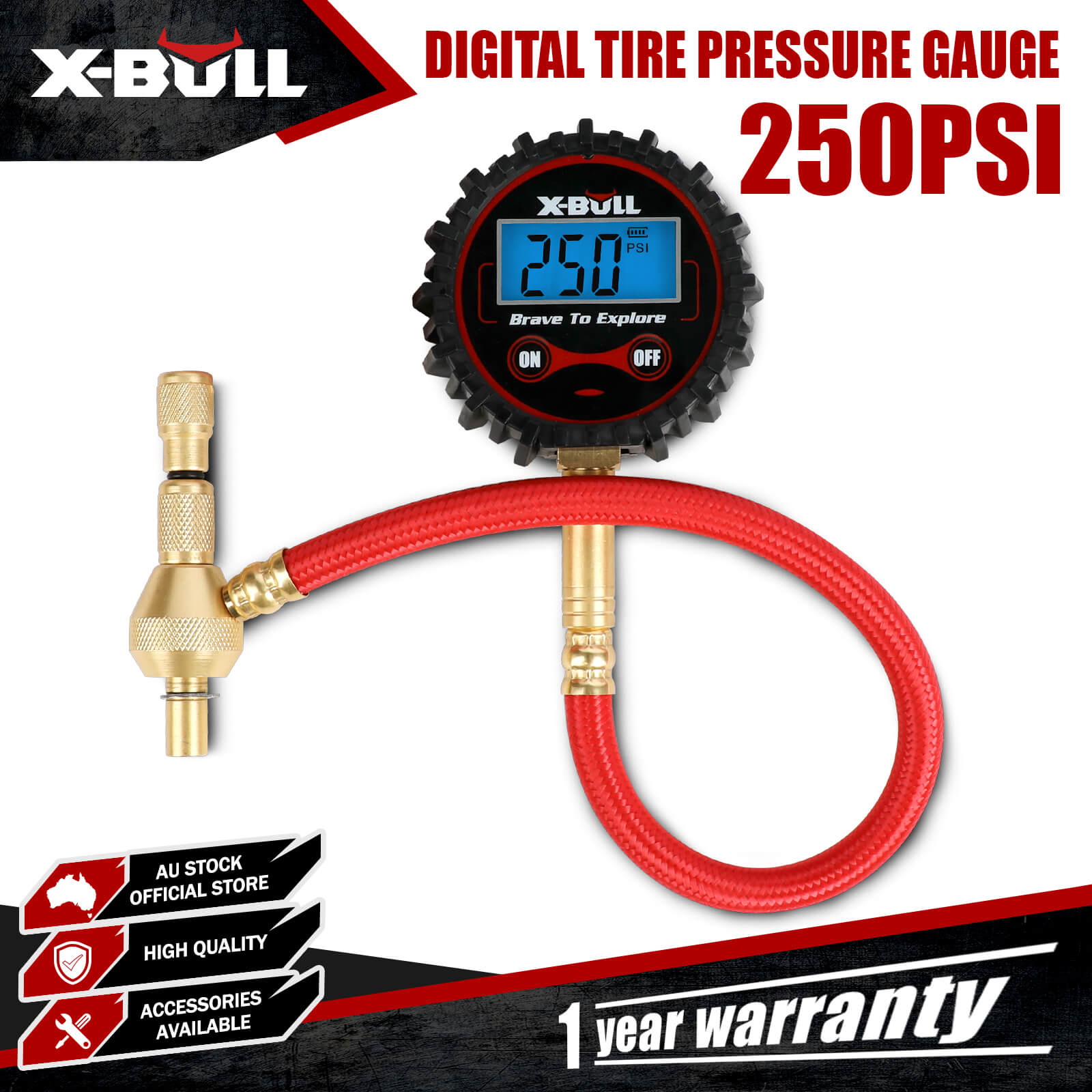X-BULL Digital Tyre Pressure Gauge 250PSI with LED Display